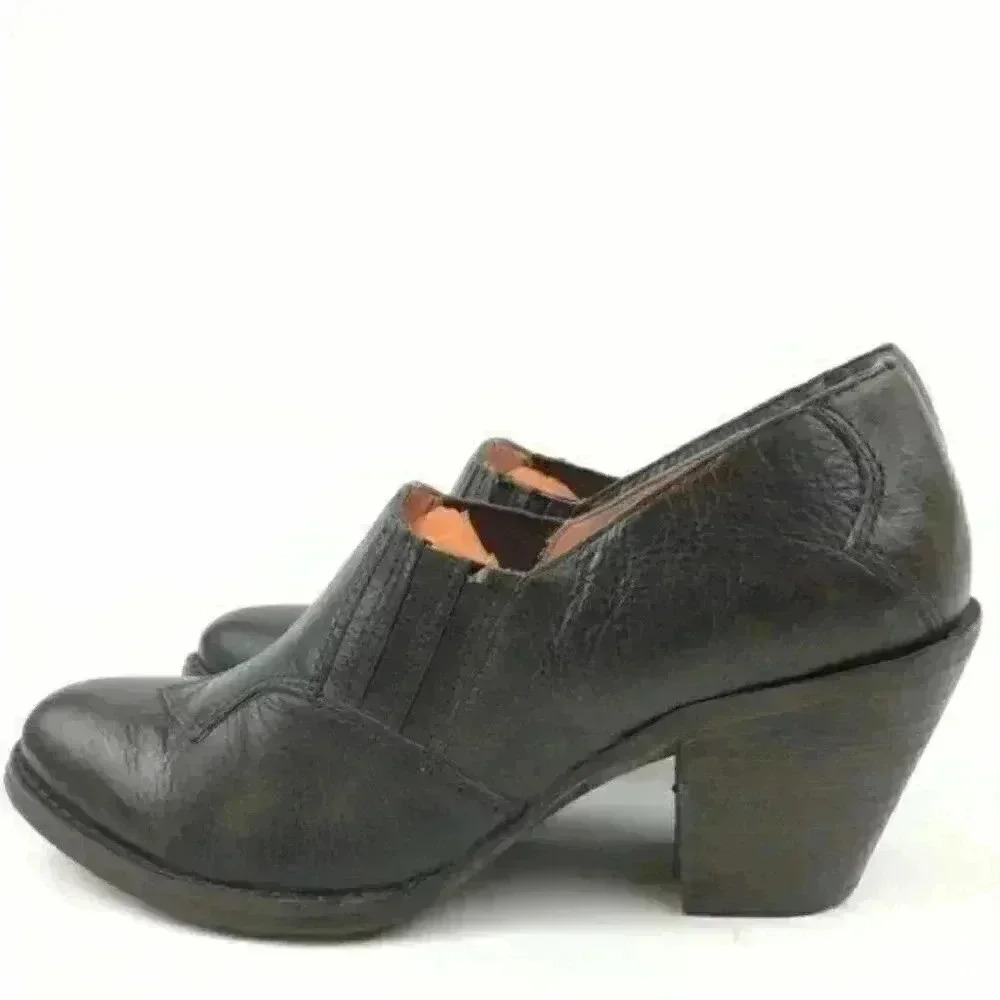 5/48 Ankle Boots 37.5 7 Leather Stacked Western - Picture 3 of 8